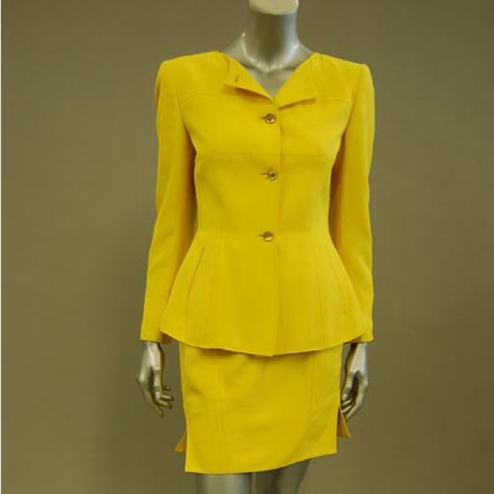 Vintage Claude Montana Signature Yellow Skirt Suit size 40/6